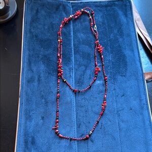 The limited red coral beaded necklace